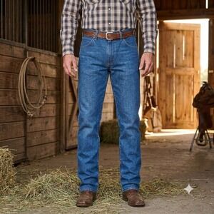 Wrangler 13MWZ Cowboy Cut Jeans Mens 34x30 Blue Straight Leg Denim